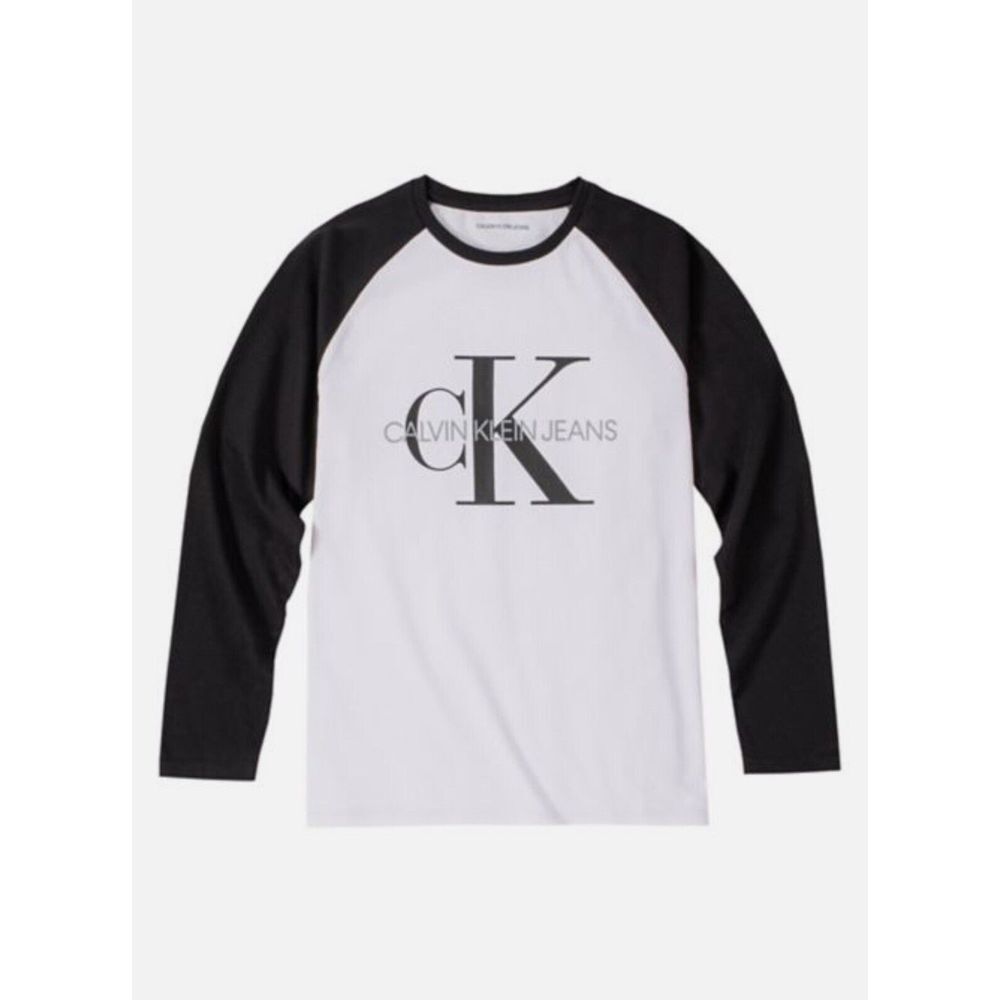 NWT‎ Calvin Klein Jeans Youth Boys Size M Logo Shirt Long Sleeve Black/White